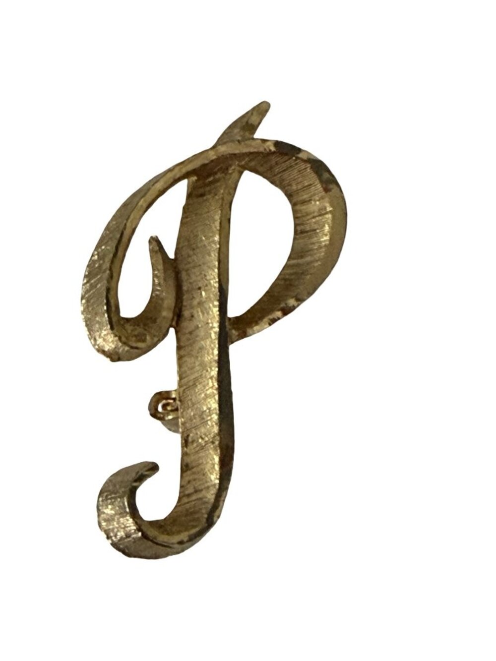 Vintage Mamselle Letter P Initial Brooch Gold Tone Monogram Pin Signed